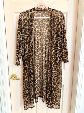 Leopard print double take mesh kimono